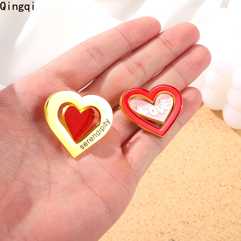 Bros Pin Enamel Bentuk Hati Warna Merah Bahan Metal Untuk Wanita