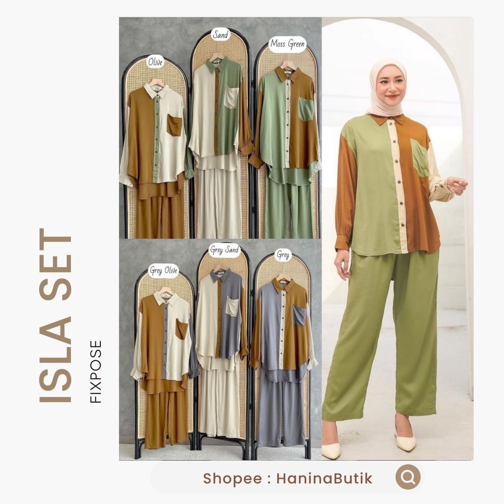 (𝗦𝗜𝗔𝗣 𝗞𝗜𝗥𝗜𝗠) ISLA SET by FIXPOSE | SETELAN WANITA KOMBINASI WARNA PIYAMA BAJU SANTAI