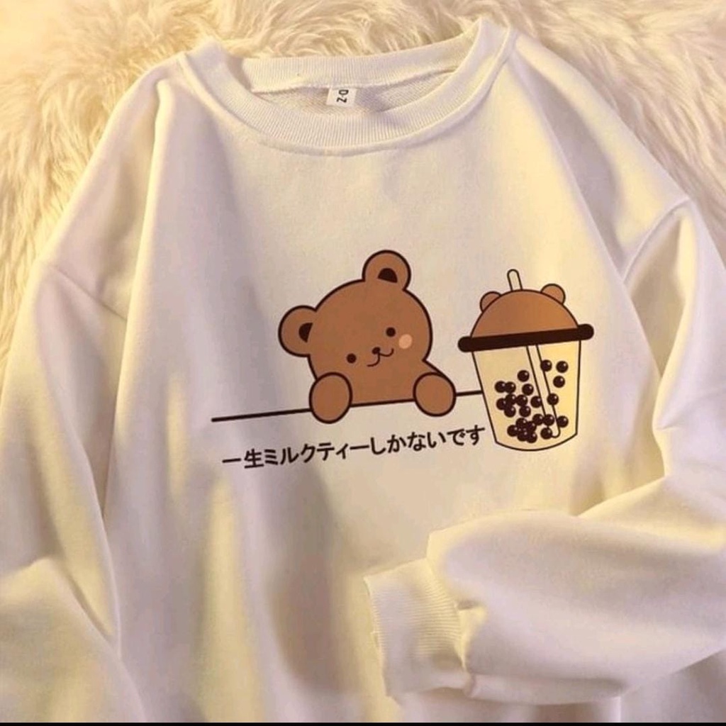 BEAR AND BOBA CREWNECK WANITA SIZE M - XXL / SWEATER WANITA TEBAL