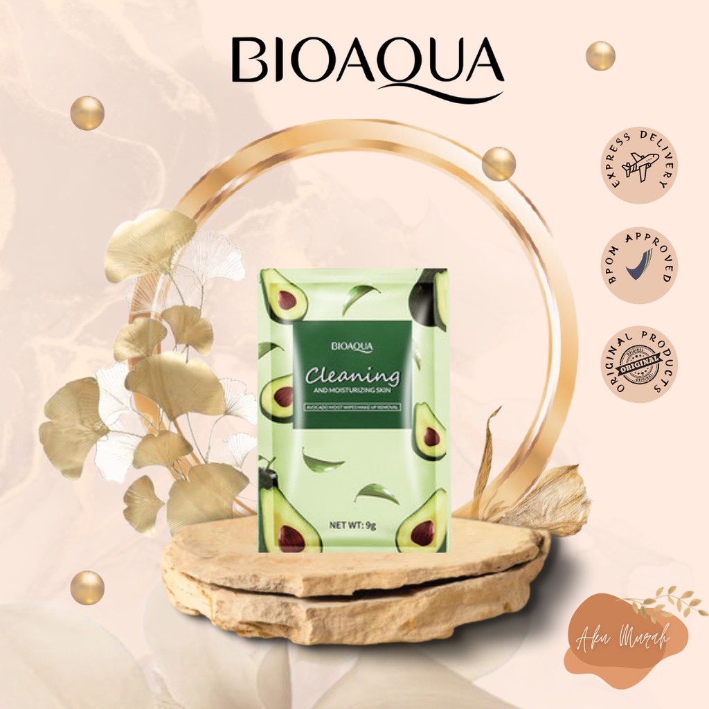 ✨ AKU MURAH ✨ BIOAQUA Pcs Avocado Moist Wipes Make Up Removal 30pcs*9g PCS/SATUAN BPOM