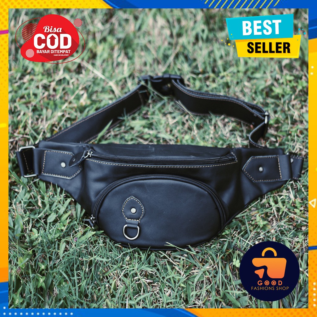 Tas Pinggang Pria Kulit Asli Sapi Original Garut Murah Warna Hitam Dan Coklat