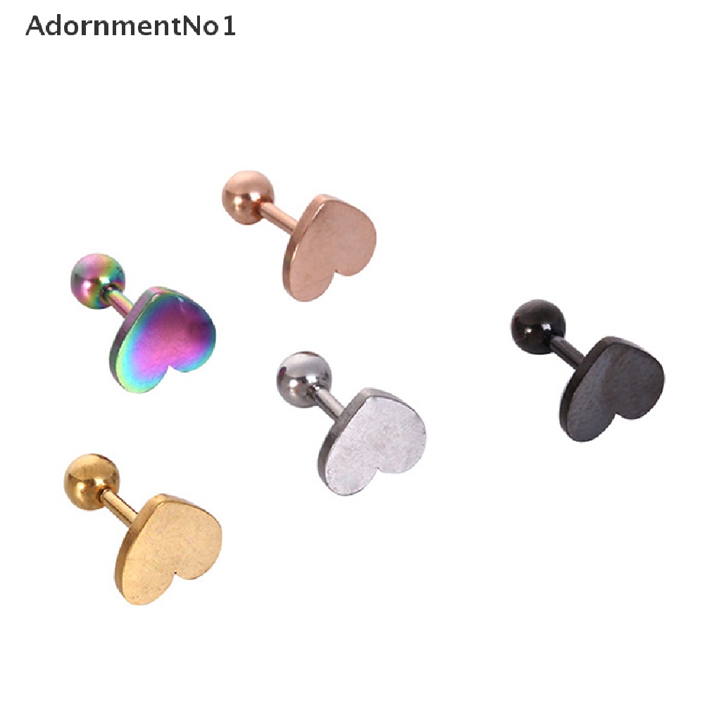 (AdornmentNo1) 1pc Anting Tusuk Bentuk Hati Bahan Stainless Steel Untuk Wanita