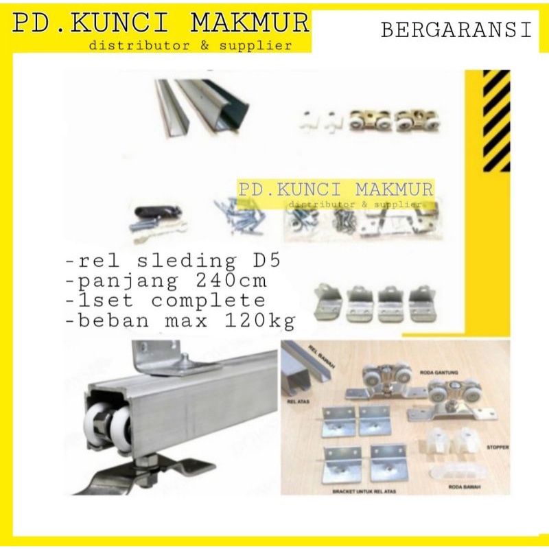 rel pintu sleding d5 1set complete rel pintu geser 240cm rel gantung 2.4 rel pintu geser