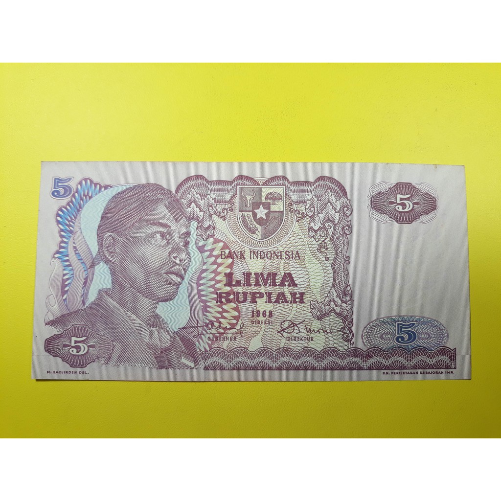 Uang Kuno Indonesia 5 Rupiah Tahun 1968 AU