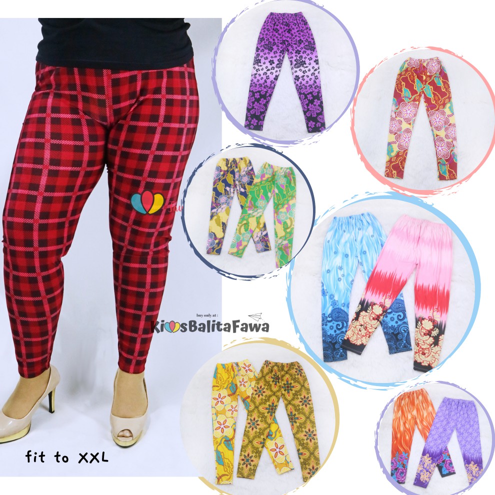 Legging Wanita Motif fit to XXL uk. JUMBO / Leging Big Size Ketat Xtra Large Celana Panjang Wanita Babycinnamon