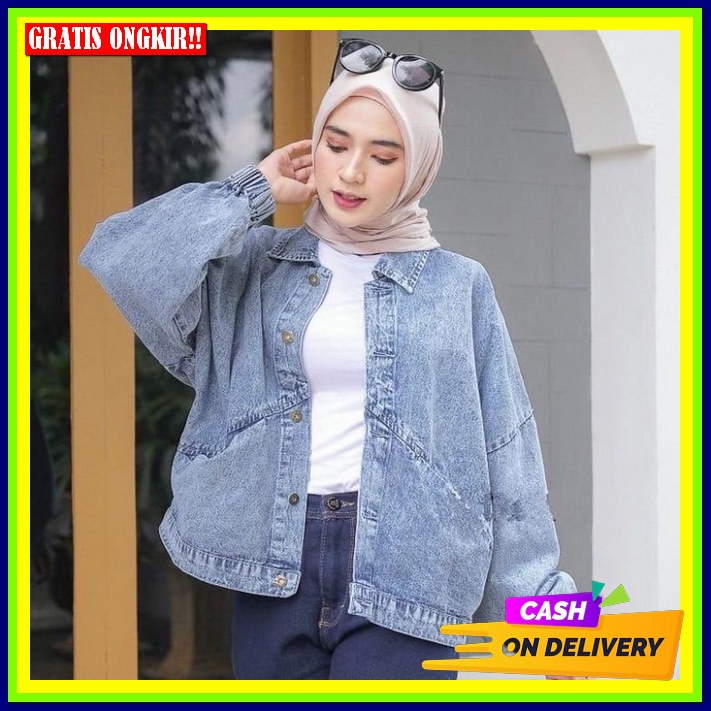 Jaket Wanita Import Premium Jeket Remaja Cewek Kekinian Jaket Jeans Wanita Oversize Jkt Jens Cewek M