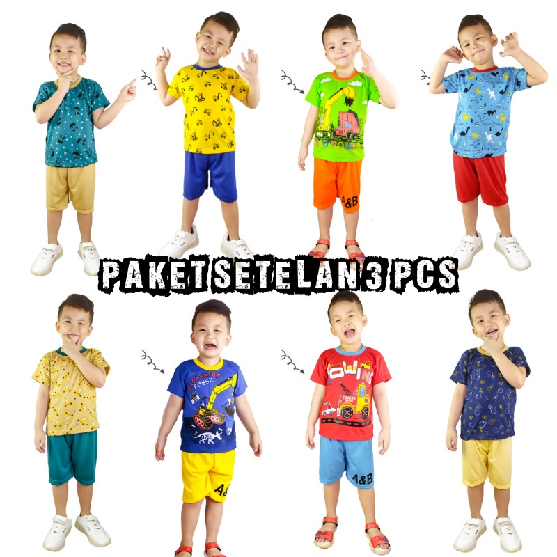 Top Kid Paket Setelan Kaos Anak Laki-Laki Isi 3 021