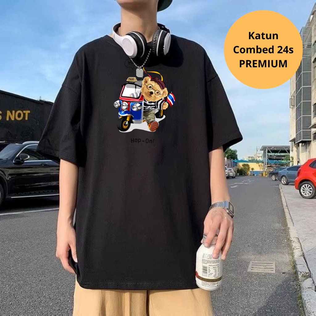 Kaos Oblong Oversize TEDDY TAXI BAJAY Unisex Katun Combed 24s Jumbo SIze XXL