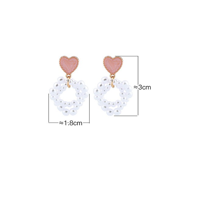 LRC Anting Tusuk Fashion Heart Shaped Earring Geometric Heart Shaped Pearl Earrings In Sterling Silv