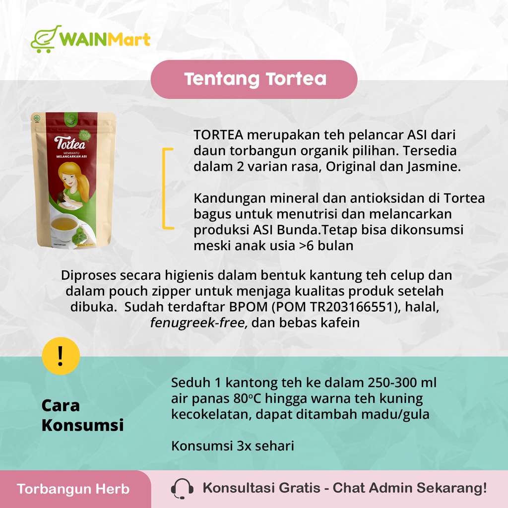 TORTEA Teh Celup Torbangun ORIGINAL Pelancar ASI Booster Tea Herbal Untuk Ibu Menyusui