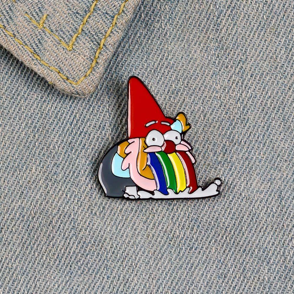 [Elegan] Hadiah Bros Kurcaci Untuk Anak-Anak Kartun Pelangi Muntah Kurcaci Aksesoris Perhiasan Pelangi Lucu Lencana Pin Enamel Pin