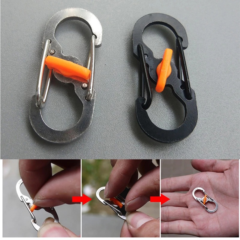 Gantungan Kunci Carabiner Bentuk S Bahan Stainless Steel Anti Maling Untuk Camping