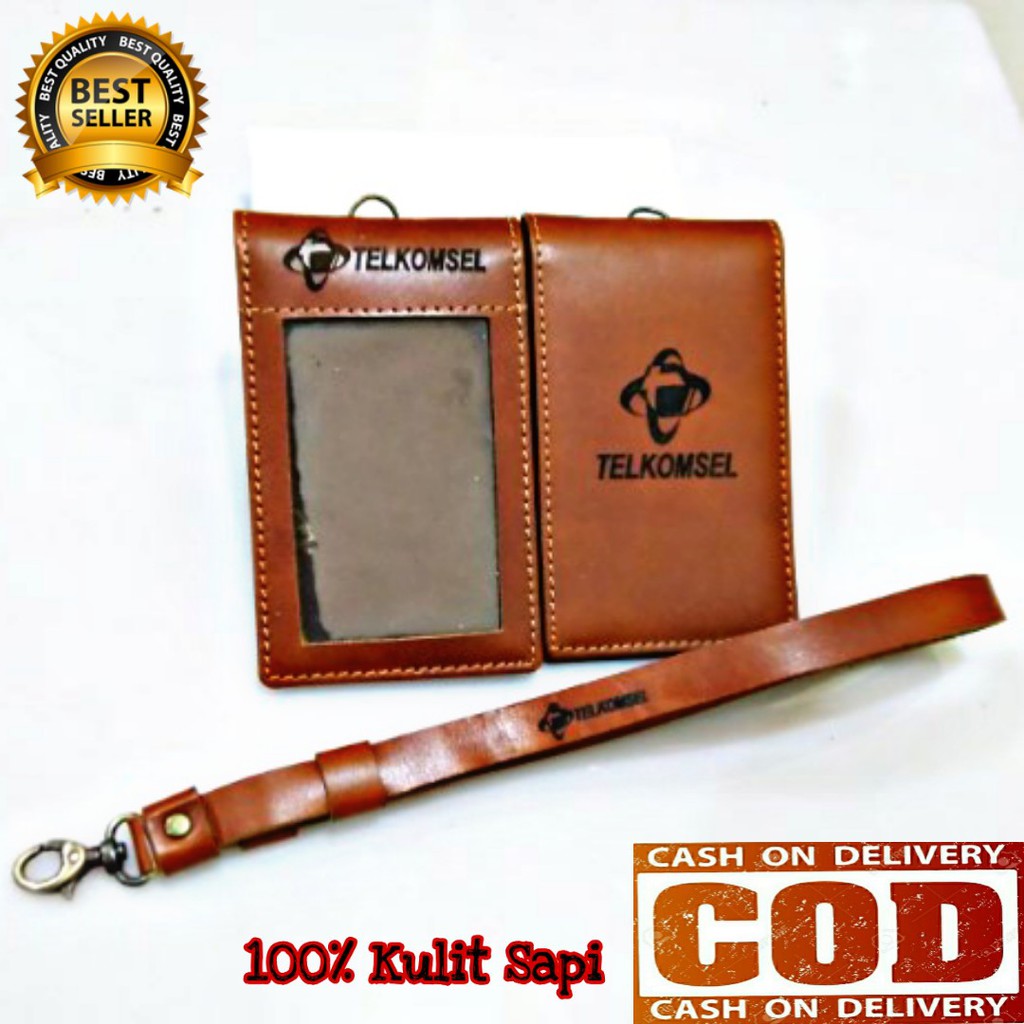

ID Card / Name Tag Holder / Dompet Id Card 100% Kulit Asli TELKOMSEL Warna Cokelat Model Lipat