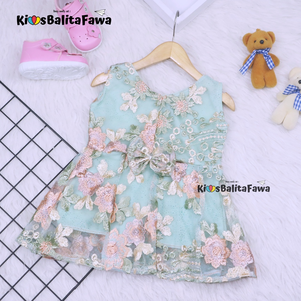 Dress Keira Uk Bayi 0-6 Bulan / Gaun Brukat Kensi Dress Pesta Kondangan Anak Perempuan Baju Baby Impo