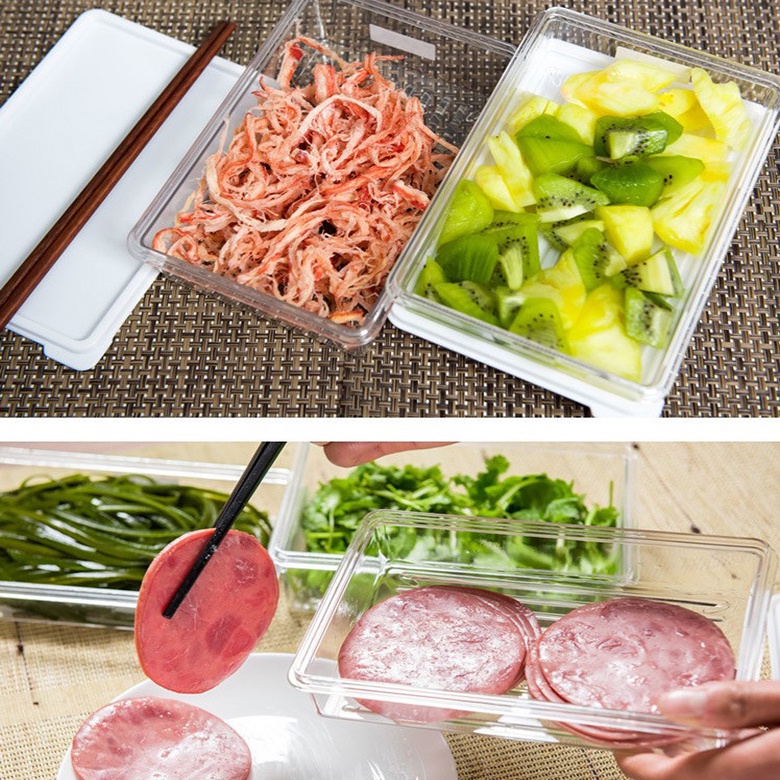 Kotak Penyimpanan Makanan Dengan Tutup Ukuran 450 / 650 / 1000ML Gaya Jepang Untuk Freezer