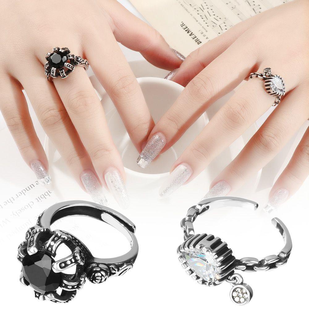 Preva Cincin Perhiasan Fashion Perhiasan Warna Perak Vintage Punk Pesta Rings