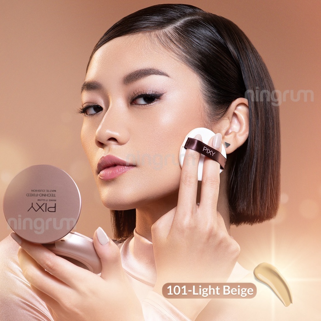 Ningrum - Pixy Make It Glow Series | Pixy Make It Glow Techno Fixed Matte Cushion - 101 Light Beige | 201 Natural Beige | 301 Medium Beige | 101 Fair Beige 100% Original BPOM - 8009 | 8010