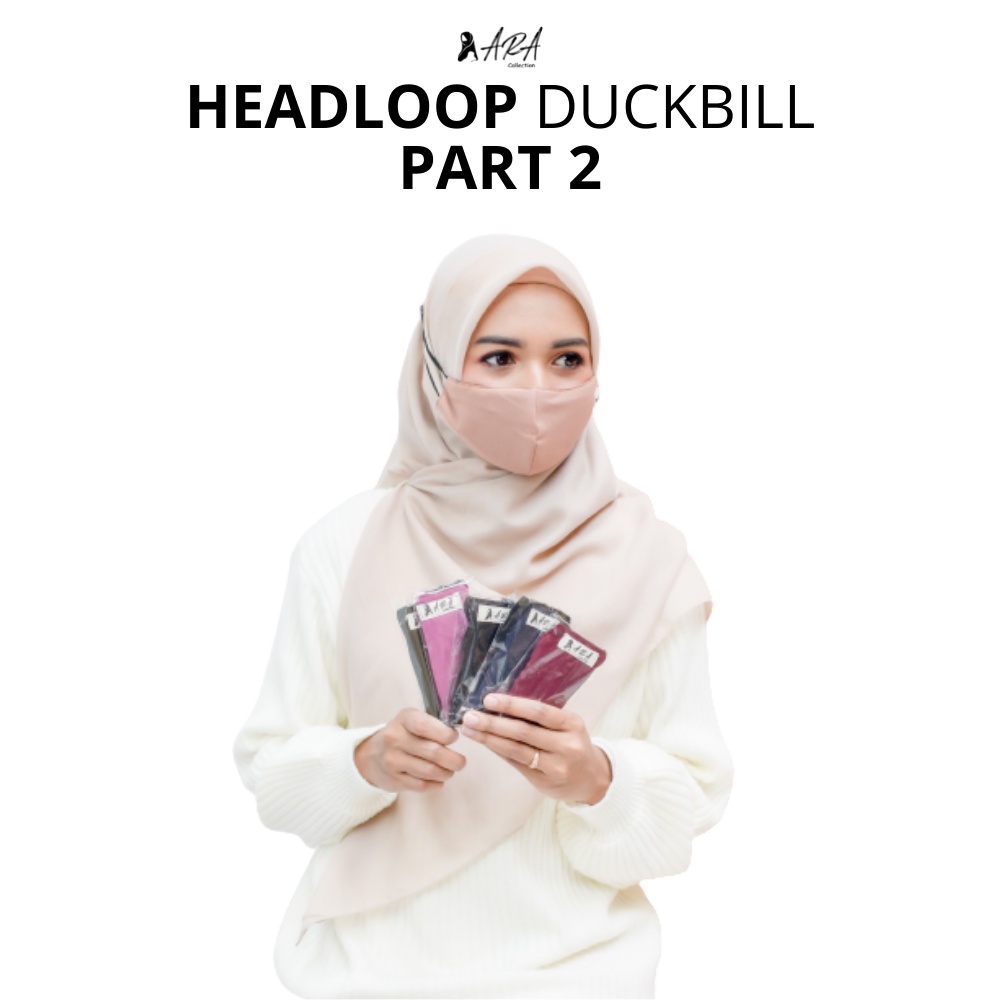 Masker Kain Hijab Duckbill Headloop Katun 3 Lapis 3 Ply Ara Part 2