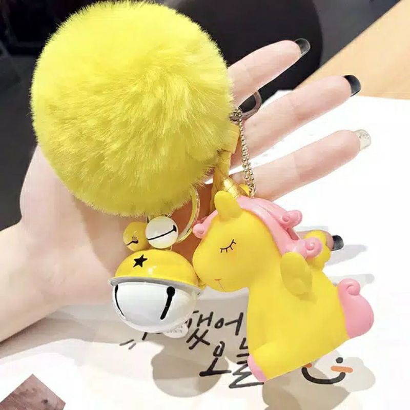 GANTUNGAN KUNCI UNIK LUCU UNICORN-Yellow