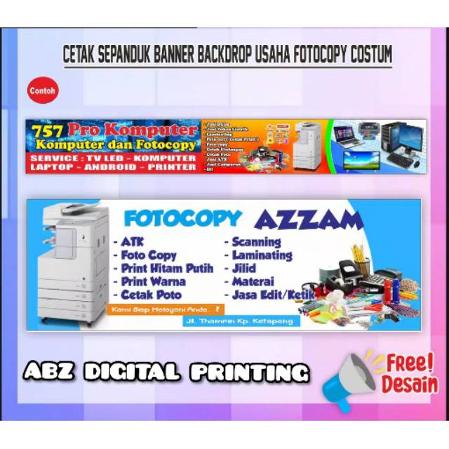 Cetak Spanduk Banner Backdrop Usaha Fotocopy Custom Shopee Indonesia