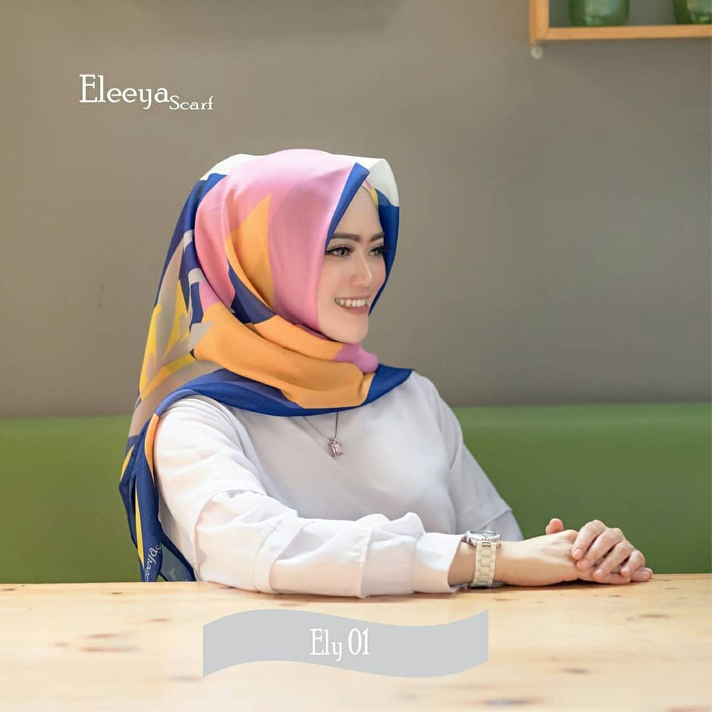 HIJAB SEGIEMPAT MOTIF ELY 01 ||  Elleeya Scarf