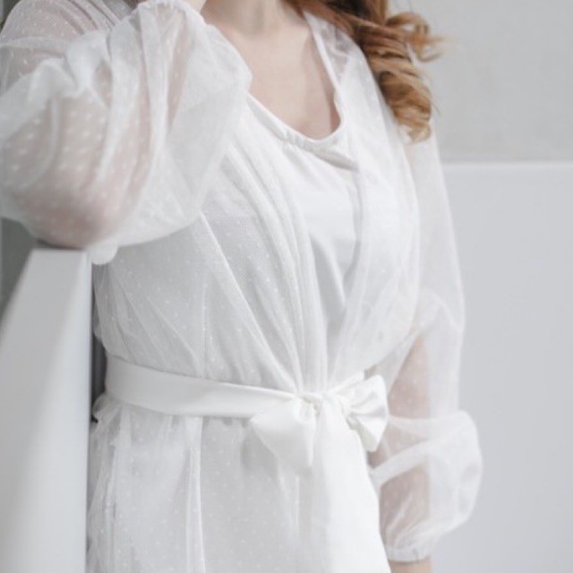 𝙏𝙪𝙩𝙪𝙡𝙡𝙚 Dotty Robe Bride Kimono Bride Robe Bridal Kimono Bridal