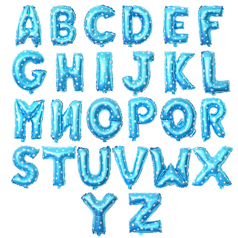 Biru Balon Huruf 40cm Balon Nama Ulang Tahun Foil Huruf Balon Abjad Gold Balon Nama Balon Abjad Balo