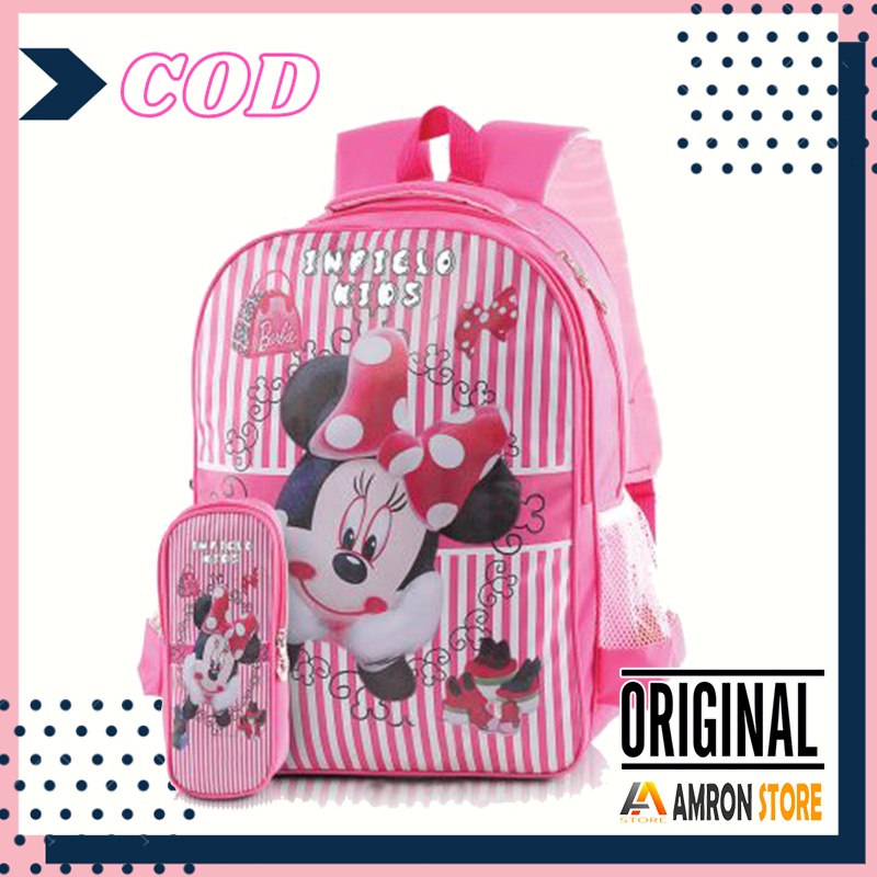 Tas Sekolah Ransel Backpack Anak Perempuan PAUD TK SD Motif Minnie Mouse Lucu Model Terbaru Kualitas Terbaik