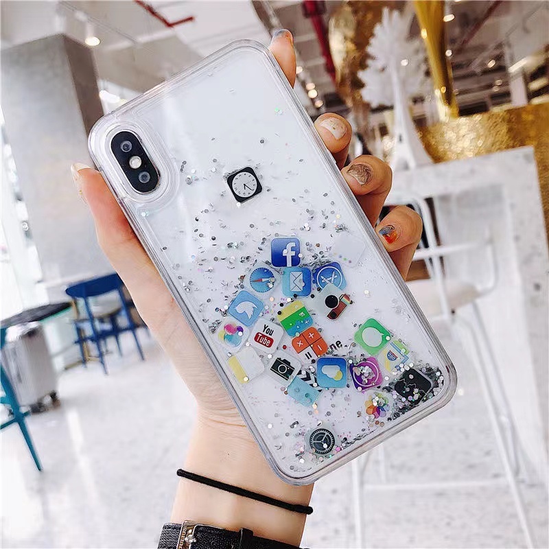 Casing IPhone 13 Pro Max 11 Pro Max 12 Pro Max 14 Pro Max 6 6S 7 Plus 8 X XR XS Max Aksen quicksand Glitter