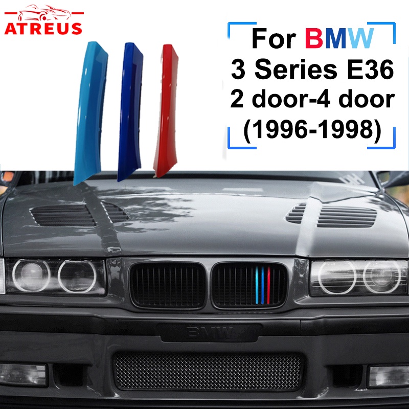 3pcs ABS Sport Untuk 1990-1995 1996-1998 BMW E36 3seri Aksesoris Mobil Balap Grille Strip Trim Klip M Power Kinerja