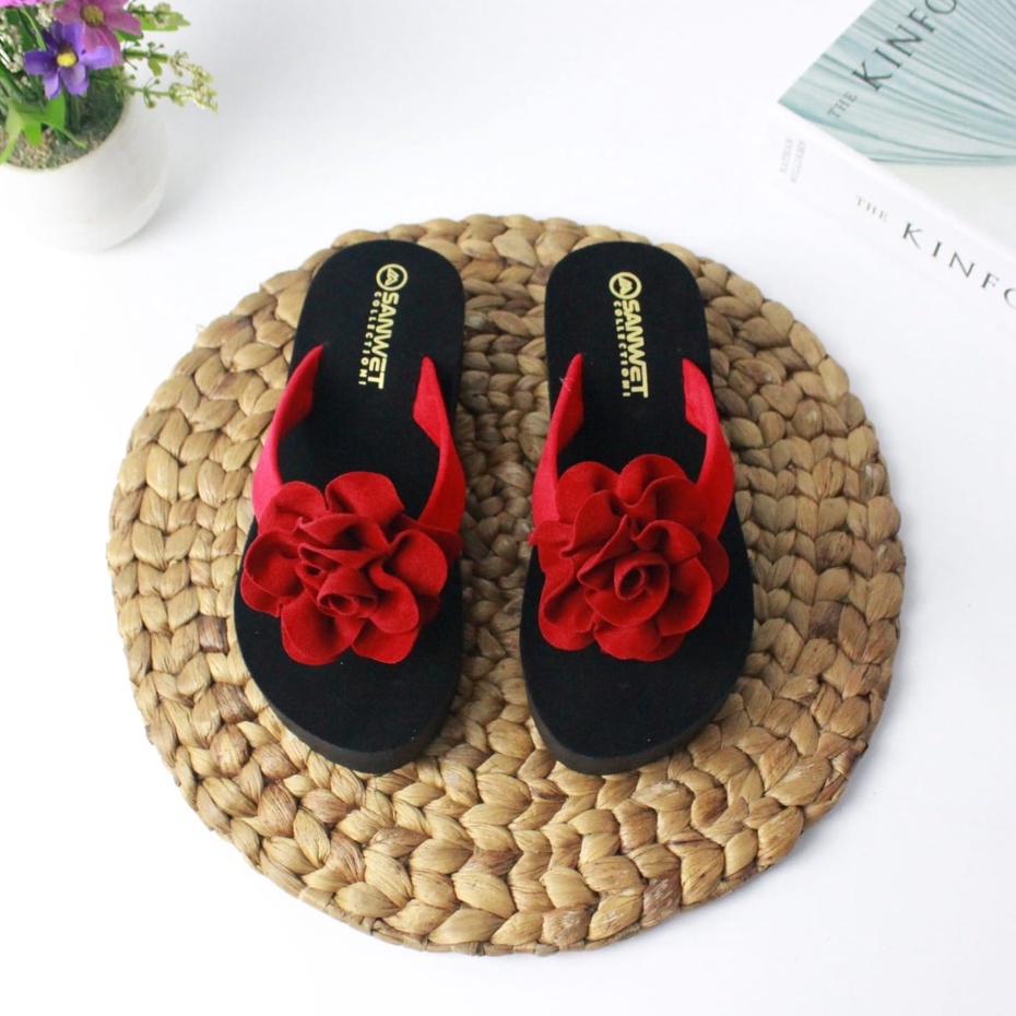 Sandal Wedges Anak Perempuan Motif Bunga Terbaru High Qualitty