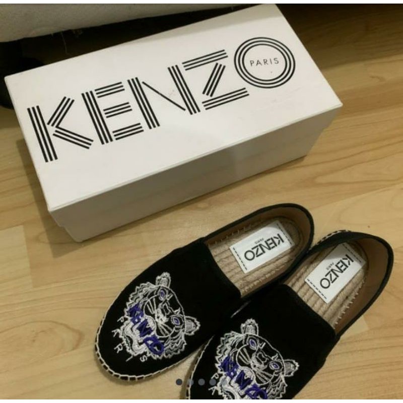 preloved kenzo espadrilles elastic tiger head black authentic
