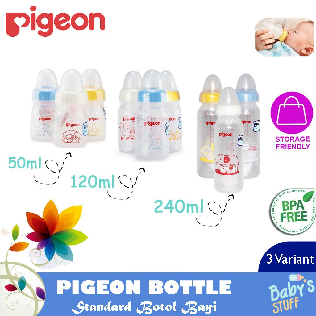 Pigeon Bottle Standard / Botol Susu Bayi 50ml / 120ml / 240ml (RANDOM)