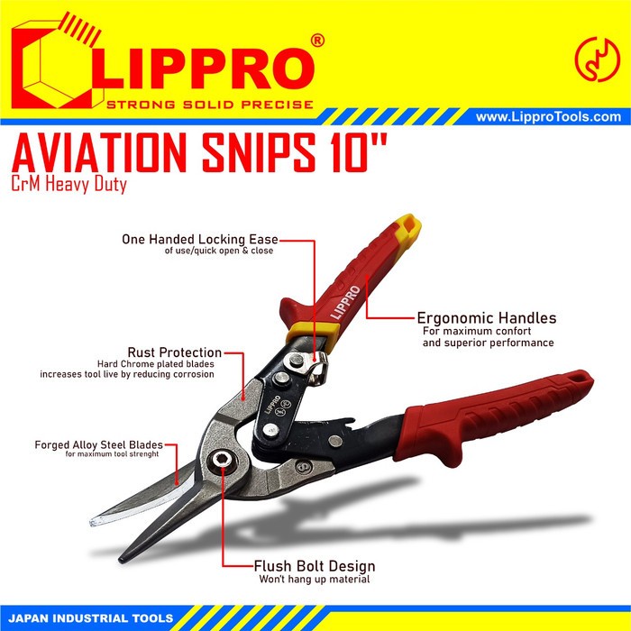 Lippro Gunting Seng HD CRV 10 Inch Holo Hollow Plat Gunting Baja Ringan Aviation snip Lipro