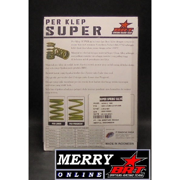 Per Klep Super Oval Progresive BRT SONIC 150 NEW Supra GTR CBR 150 NEW CB 150 NEW kode K56