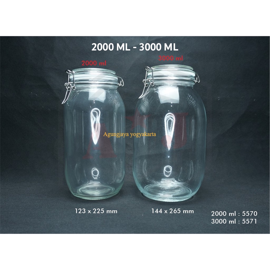 Toples Kaca/ 1000 Ml - 3000 Ml/Jar Kaca