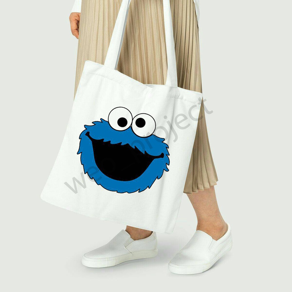 TOTE BAG KANVAS MURAH / TOTE BAG WANITA / TOTE BAG MOTIF Sesame Street Elmo