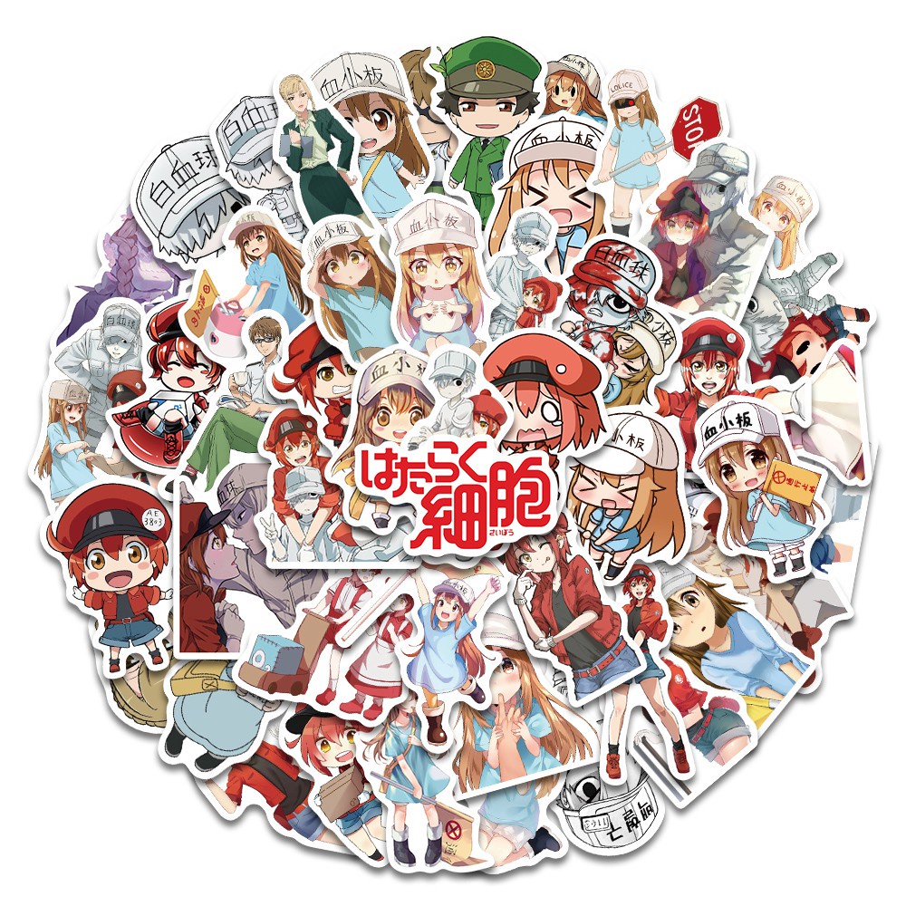 50PCS Cells At Work Code Black Anime Stickers For Children Cartoon Hataraku Saibou Sticker DIY Bicycle Skateboard PS4 Notebook