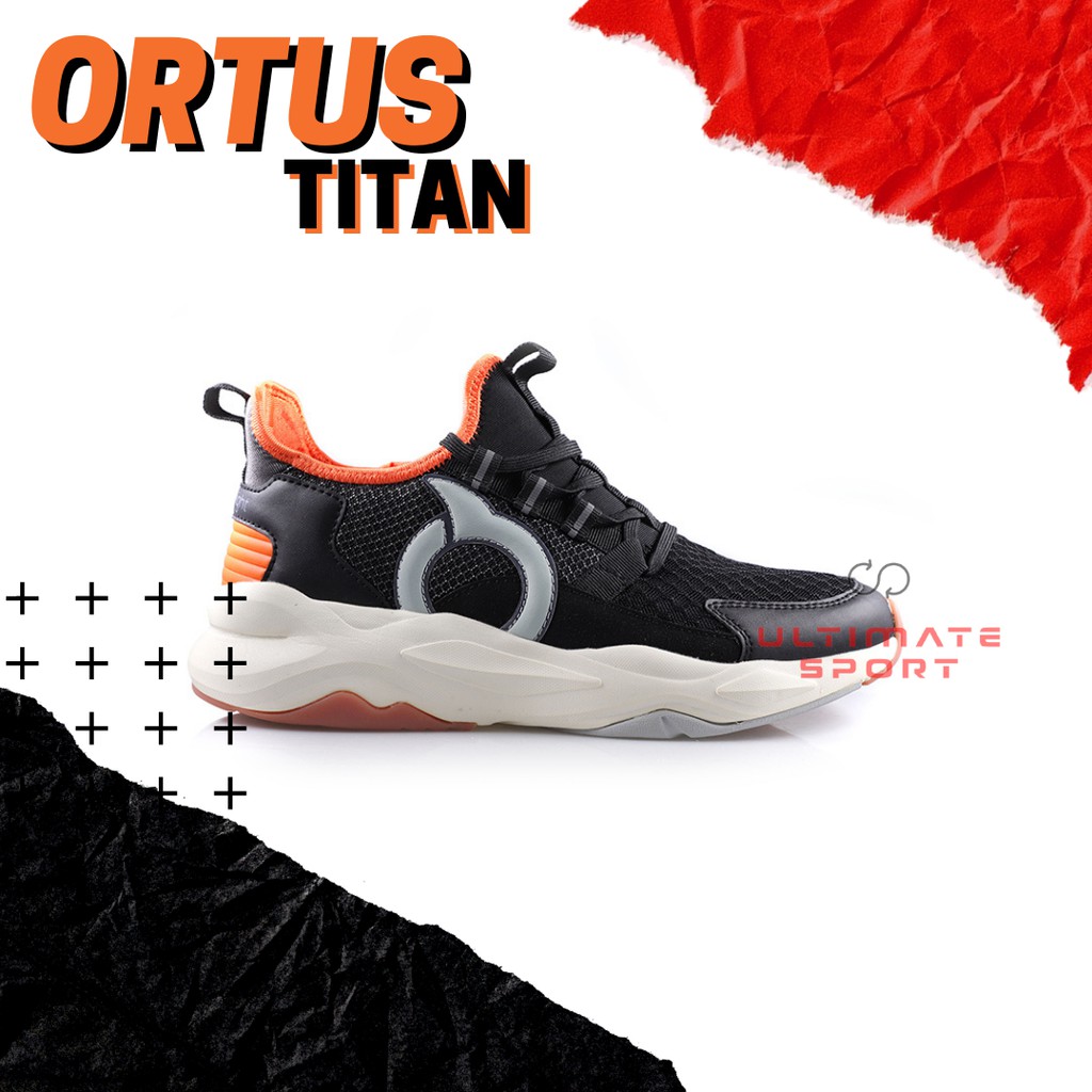 Sepatu running Ortuseight Titan - hitam orange -