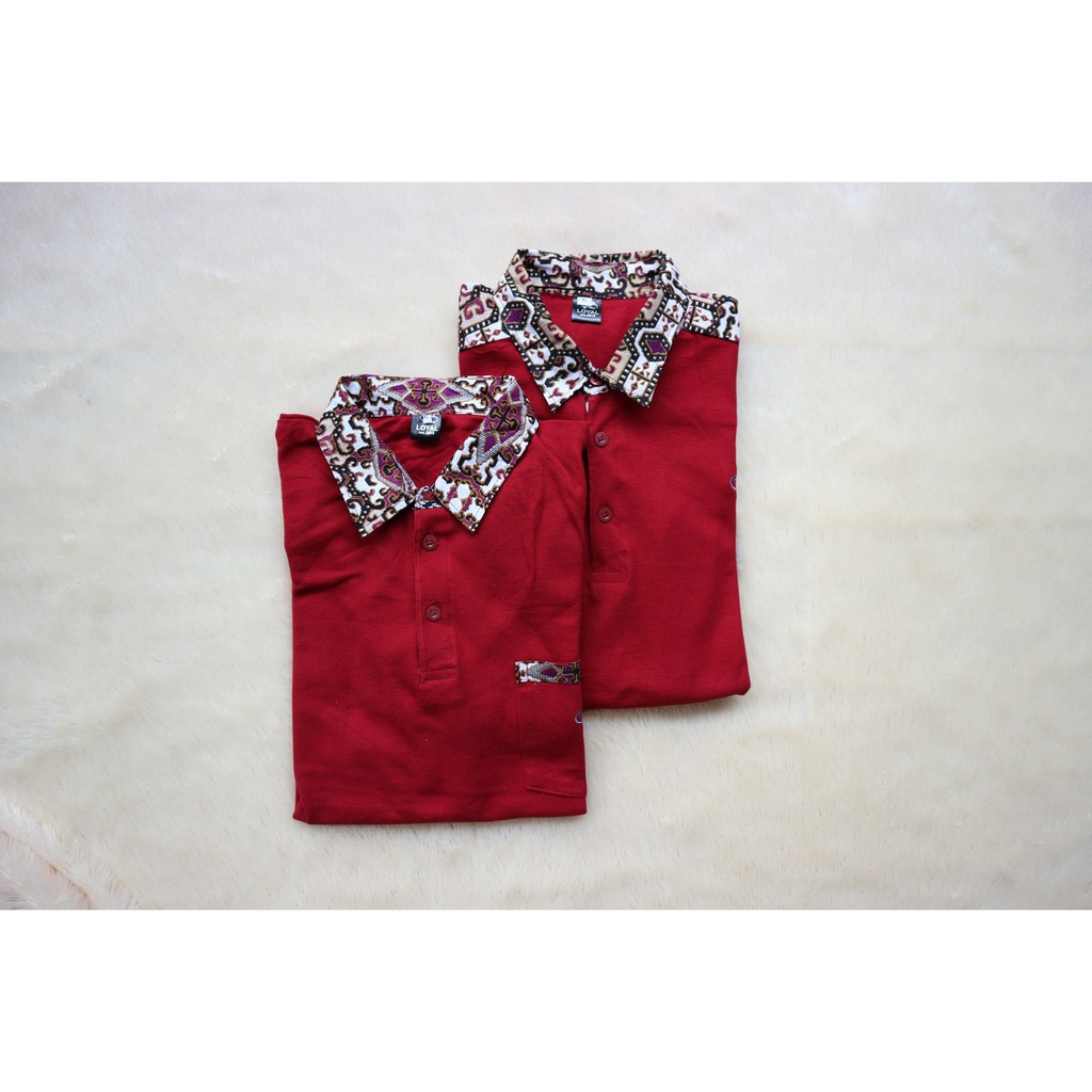 Loyal Kaos Polo Batik Maroon Modern Pria Dan Wanita M L XL XXL