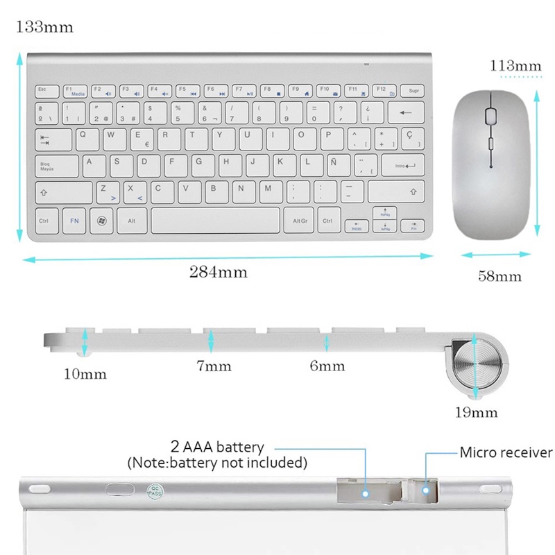 ITS Mini Keyboard and Mouse Combos 2.4G Wireless Bluetooth Keyboard Desain Ultrathin Silent Elegan Tahan Air Portabel