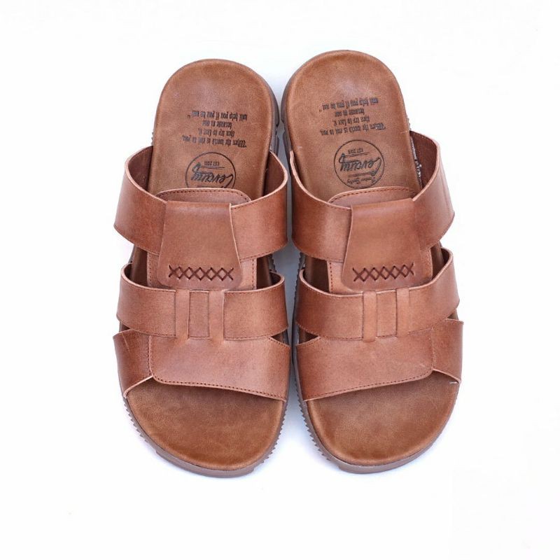 SANDAL KULIT PRIA 05 CEVANY BLACK BROWN TAN KULIT SAPI ASLI ORIGINAL