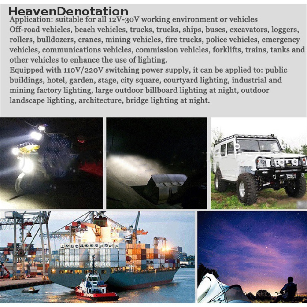 (Heavendenotation) Lampu Sorot Led 72w Untuk Mobil Truk Suv Offroad 4wd Atv 4x4