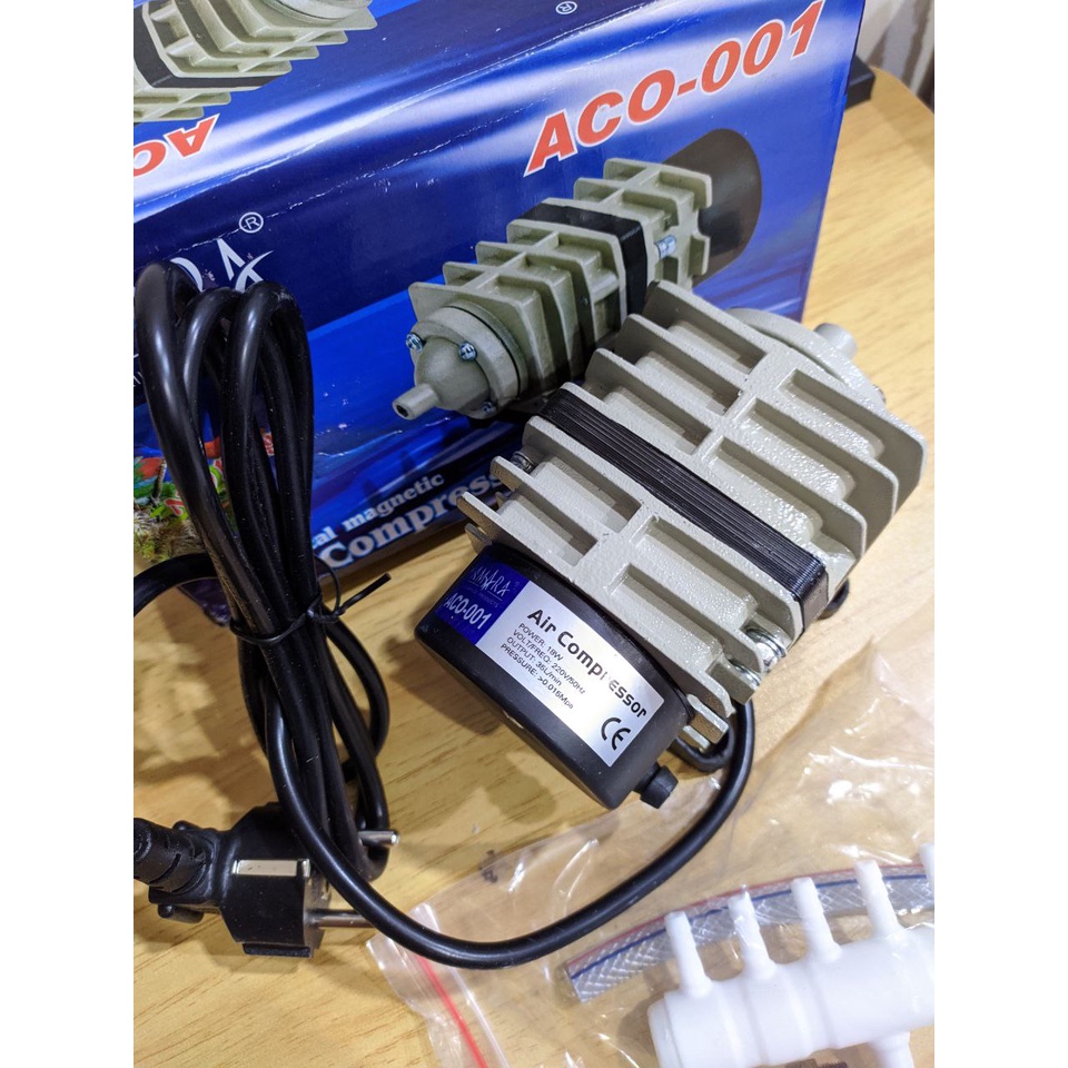 Amara ACO 001 Pompa Udara Air Pump Aerator Kolam Aquarium Compresor ACO-001 Blower Aerator