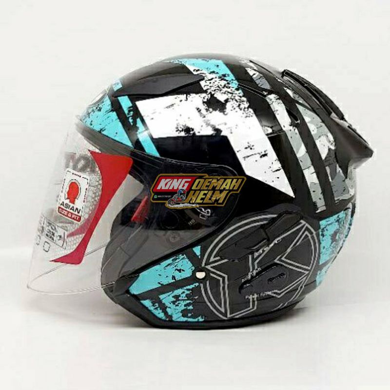 HELM KYT GALAXY FLAT R MOTIF 5 AQUA BLUE ORIGINAL HELM KYT ORI KYT GALAXY SLIDE HELM KYT DOUBLE VISO