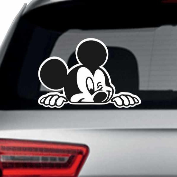 STIKER MOBIL CUTTING STICKER MICKEY  MOUSE  NGINTIP PEEKING STICKER KACA BELAKANG