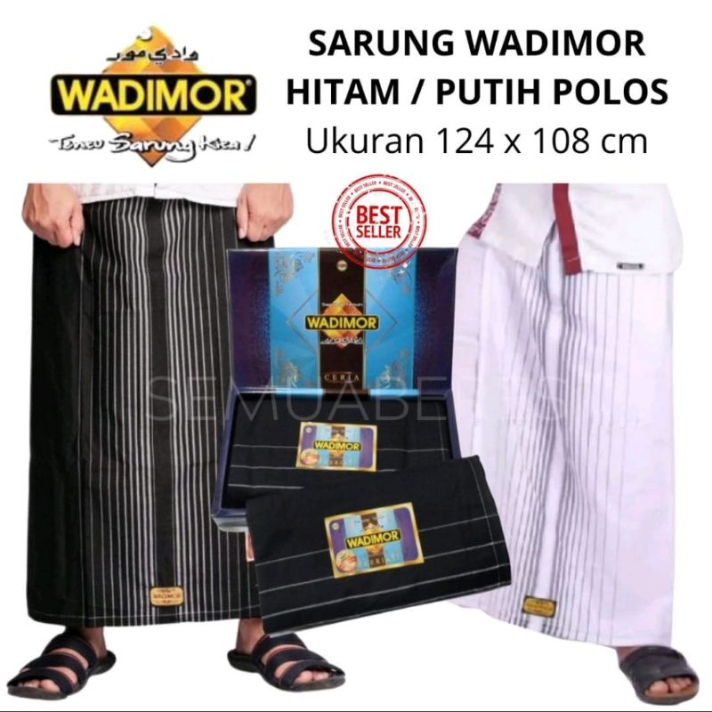SARUNG TENUN WADIMOR HITAM PUTIH POLOS/WADIMOR HITAM PUTIH TUMPAL/SARUNG WADIMOR POLOS