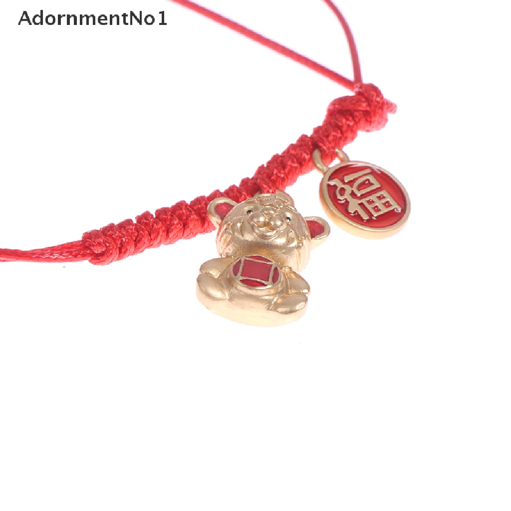 (AdornmentNo1) 2022 Gelang Tangan Tali Merah Handmade Aksen Liontin Macan Untuk Tahun Baru Cina / Imlek