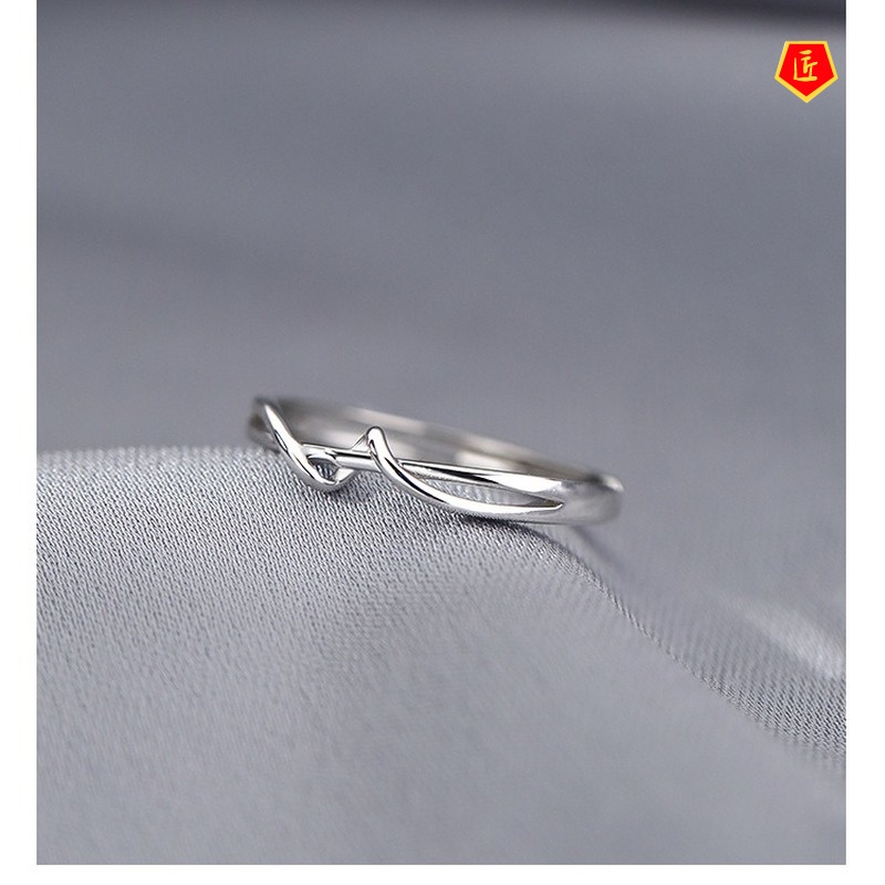 [Ready Stock]Women's Korean-Style Simple Line 925 Silver Ring