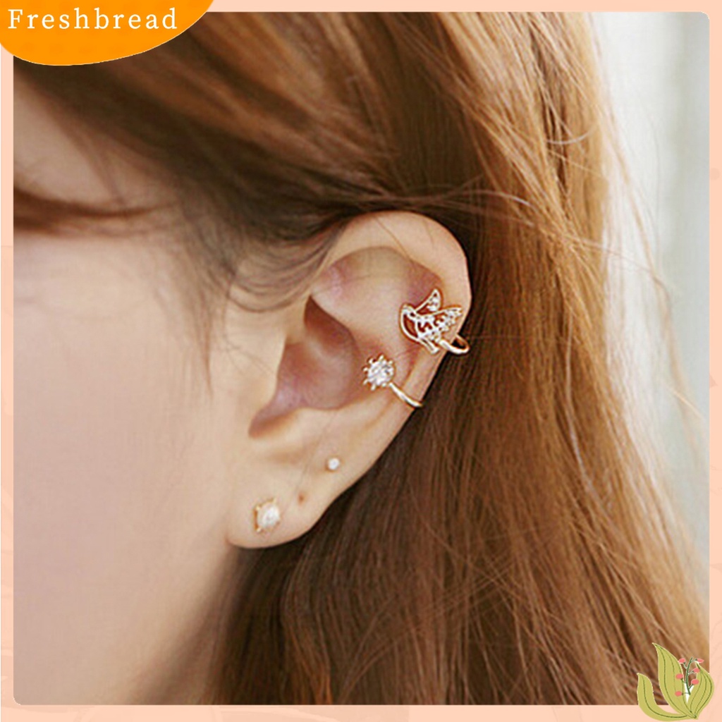 [TERLARIS]1 Pc Earrings Brid Shape Design Non-piercing Alloy Rhinestones Inlaid Ear Clip for Women